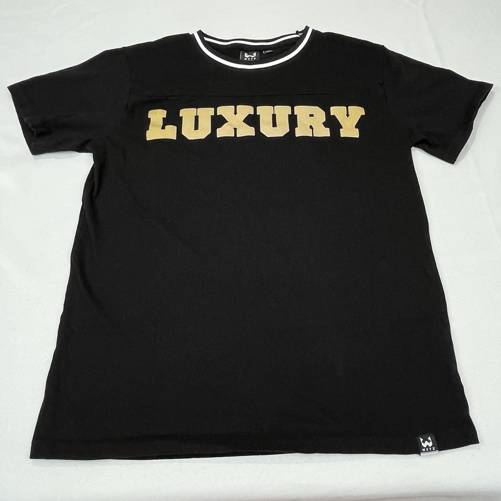 WXYZ Men's Shirt "Luxury" Crew Neck Casual 100% Cotton‎ India Black Size L